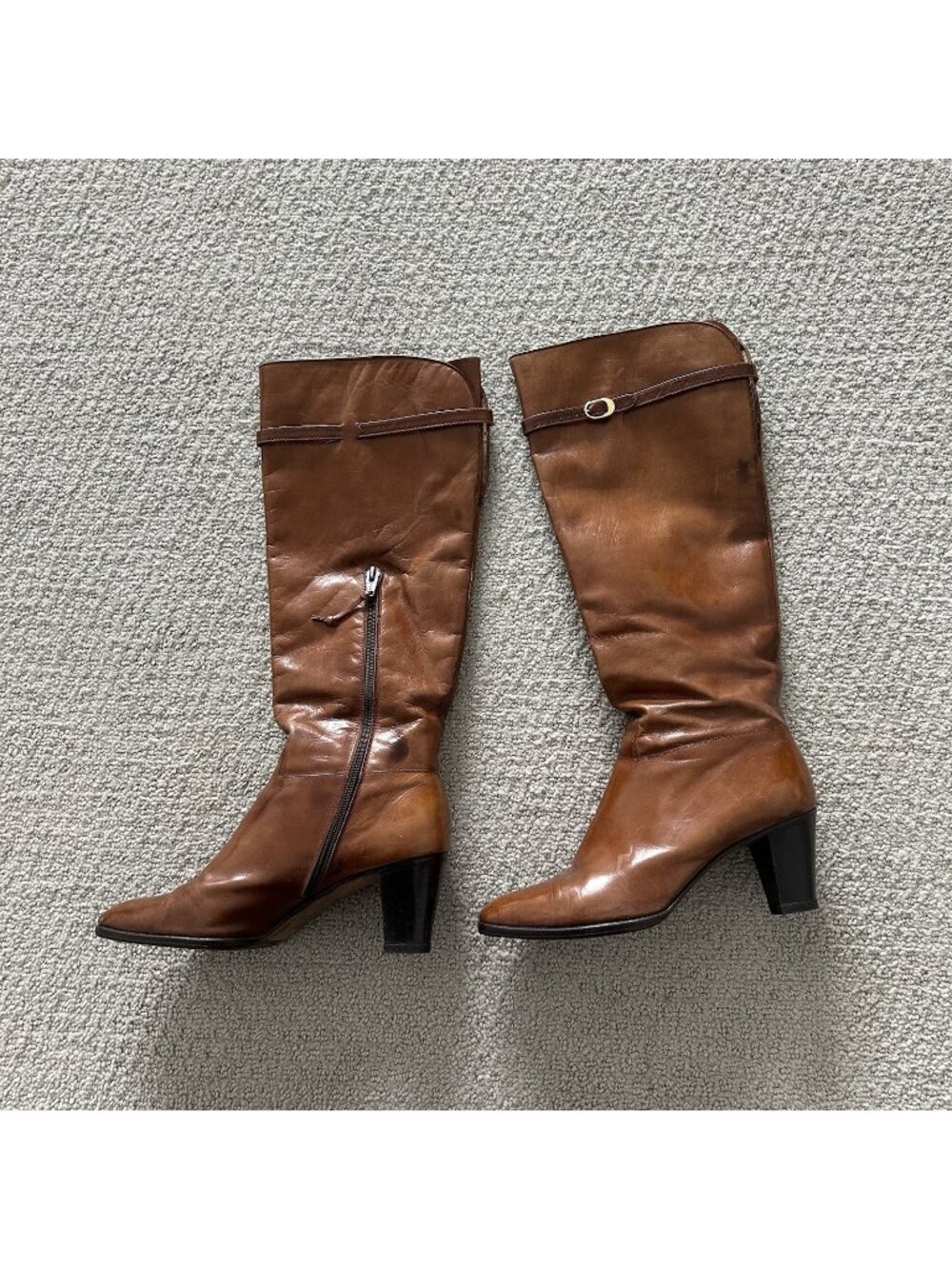 Vintage Salvatore Ferragamo Women’s Boots Cognac Brown Knee High Riding Size 5.5
